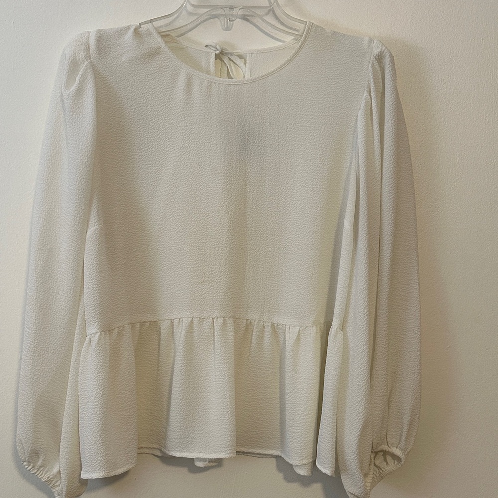 Express Cream Peplum Blouse